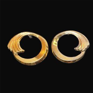 14K Gold Vermeil Sterling SIGNED Large 1.5” Swirl Pierced Earrings 3 Gm